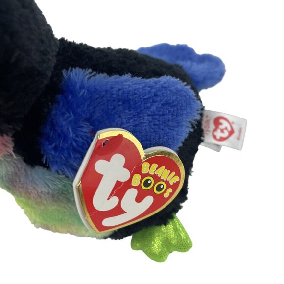 Ty Beanie Boos Beaks Toucan Bird 7" Plush Stuffed Toy Green Glitter Eyes w/Tags - Picture 7 of 9